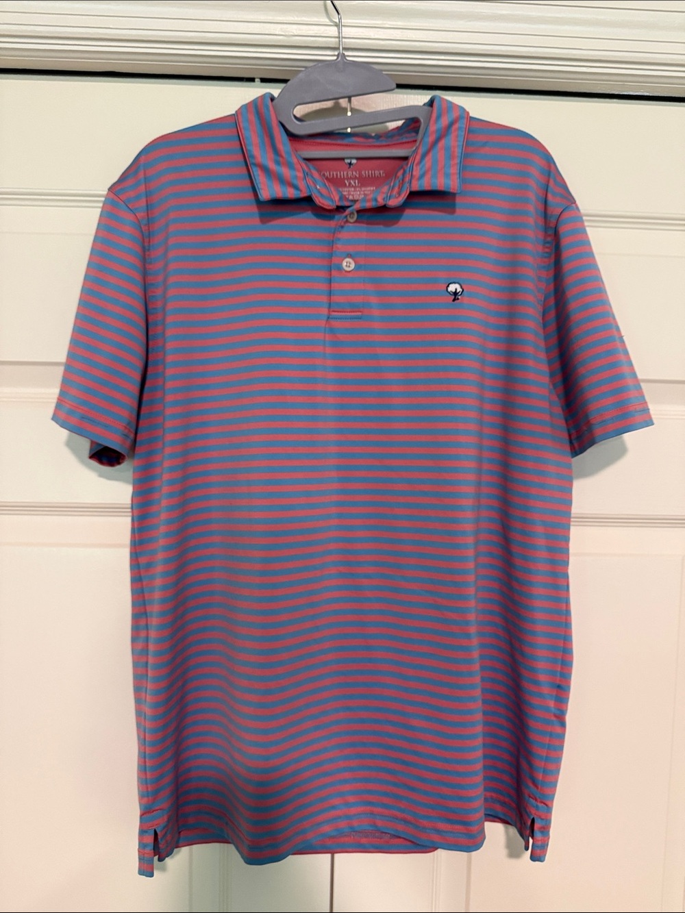 Southern Tide Boys XL Pink and Blue Striped Polo